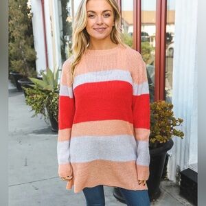 NWT🆕 Reborn J Women’s Boutique Brand Blush Multi Sweater Tunic Dress Size 1XL